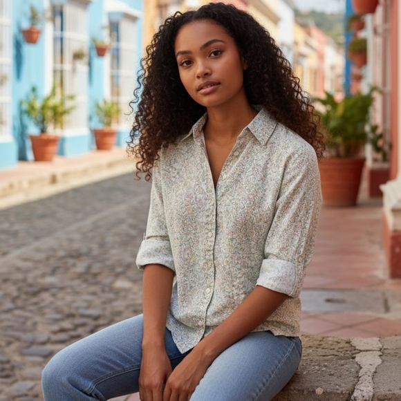 Vintage Tops - Vintage 70's Gap Floral Button Down Shirt